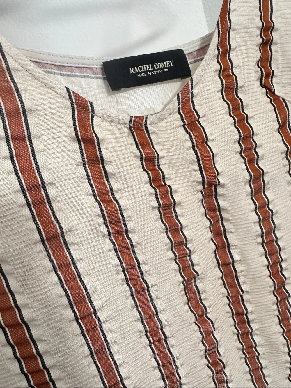 RACHEL COMEY Cream and Brown Striped Caliper Slip Dress - Picture 7 of 13